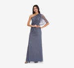 Wholesale Draped One Shoulder Dress With Sequin Detail Adrianna Papell AP1E207598