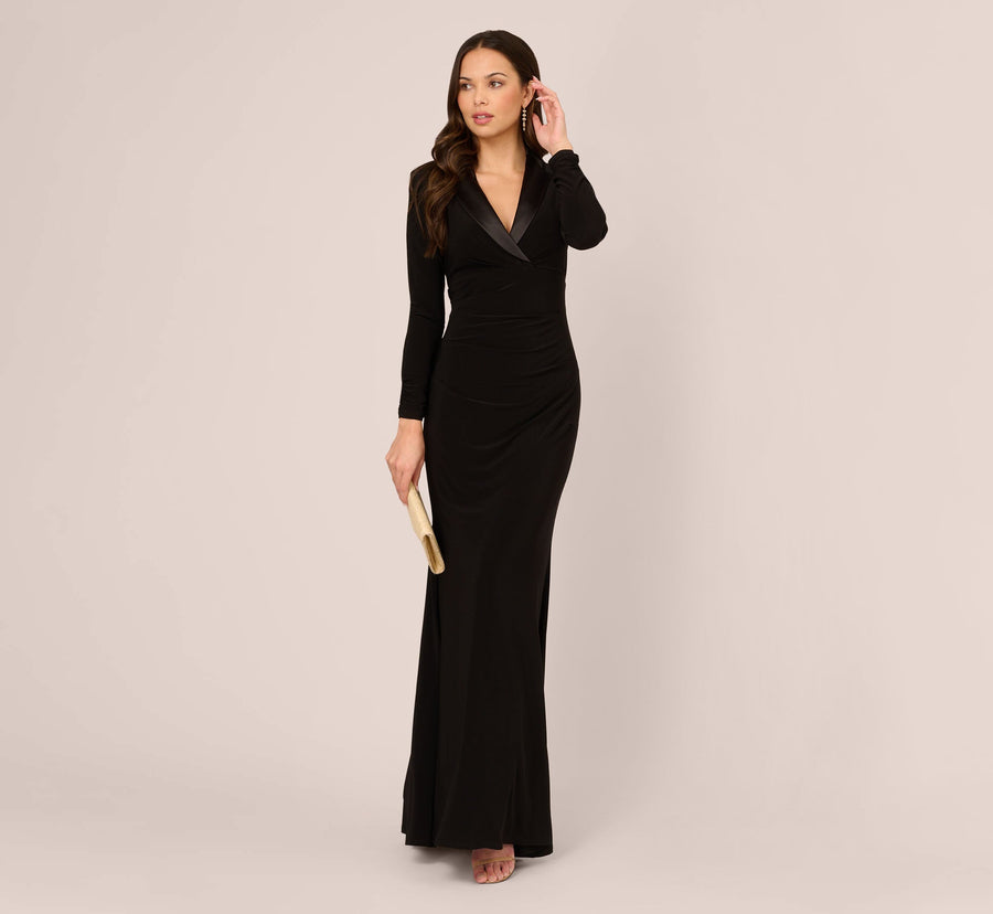 Long Sleeve Tuxedo Mermaid Gown Adrianna Papell AP1E211009