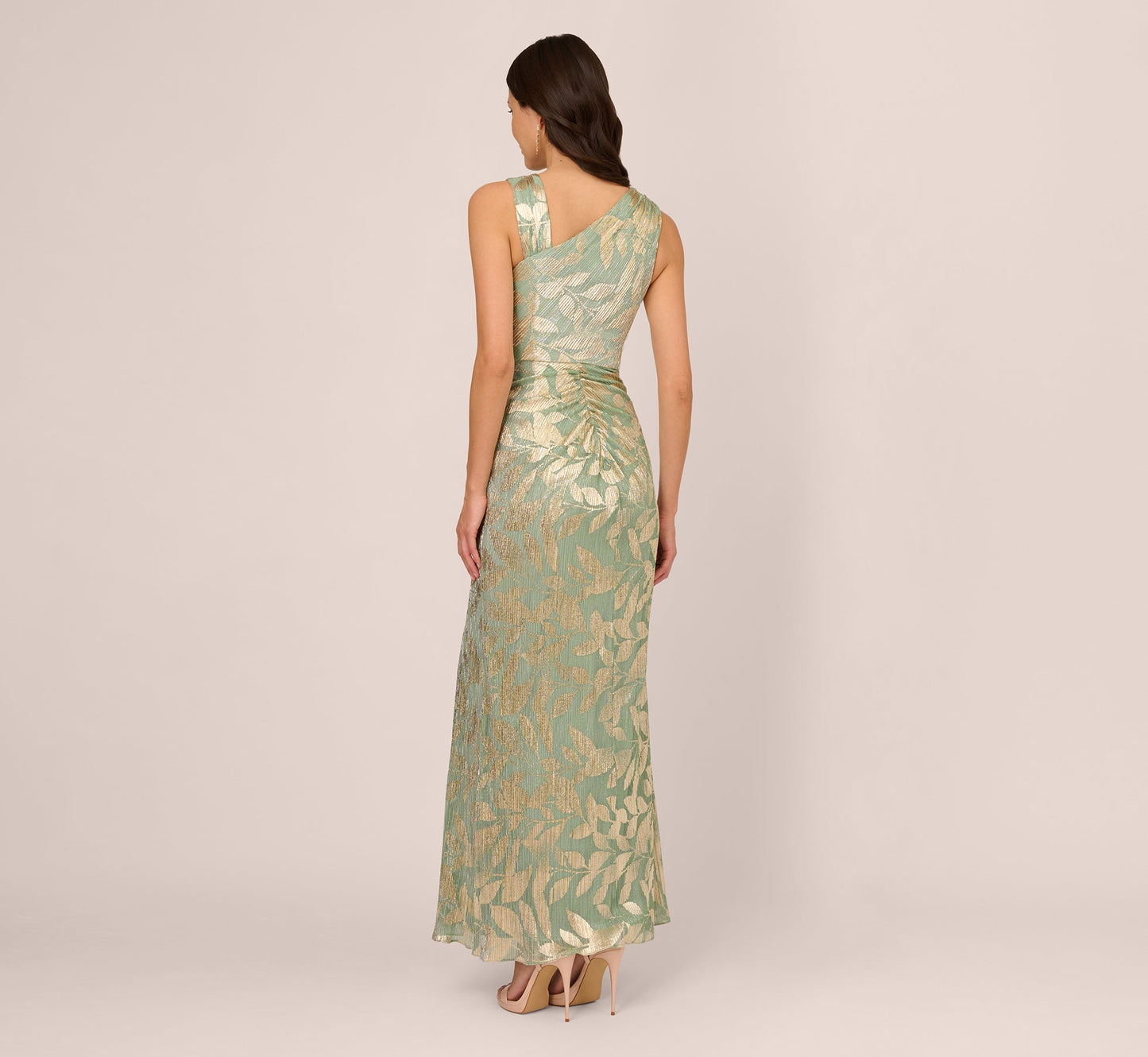 Adrianna Papell AP1E211044 Long Metallic Formal Slit Dress