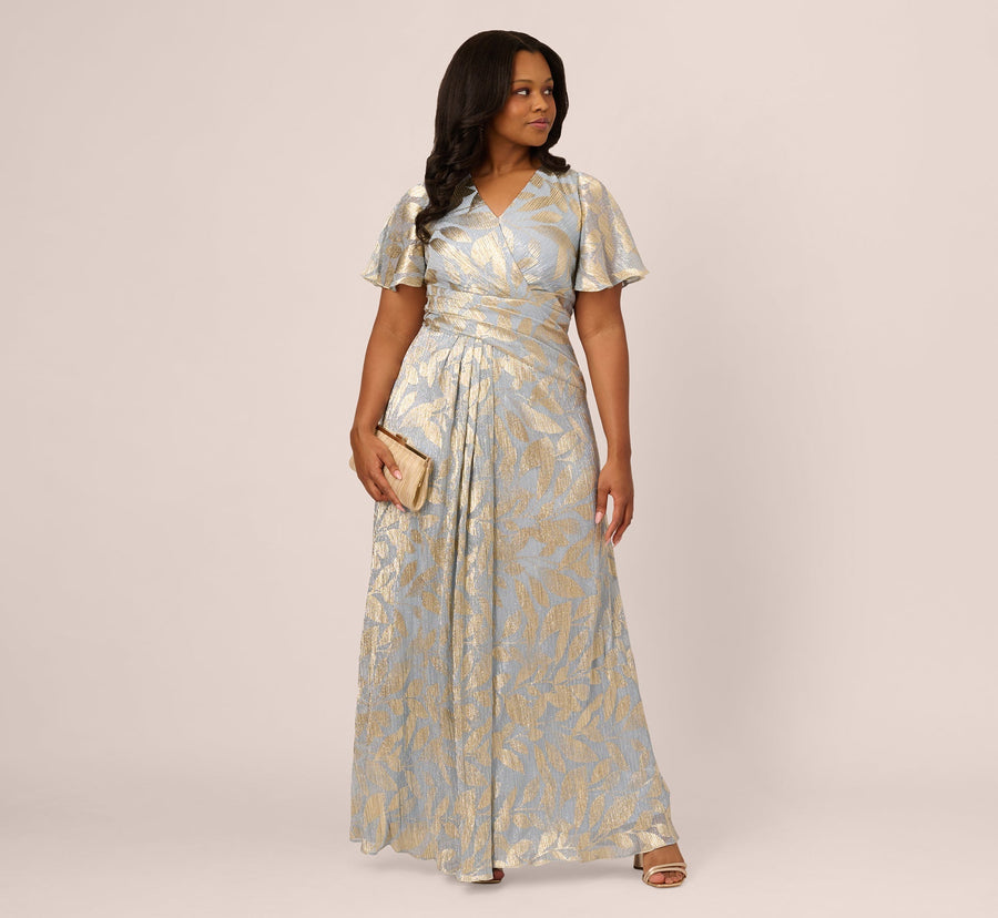 Foiled Leaf Plus Size Gown Adrianna Papell AP1E211045