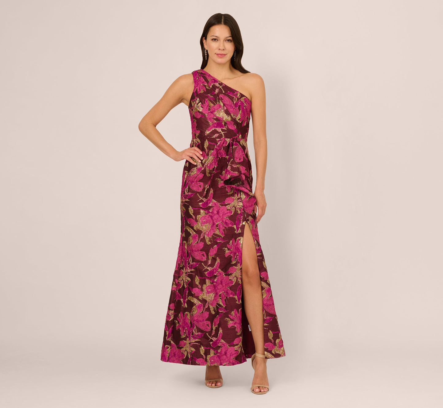One Shoulder Jacquard Dress Adrianna Papell AP1E211592