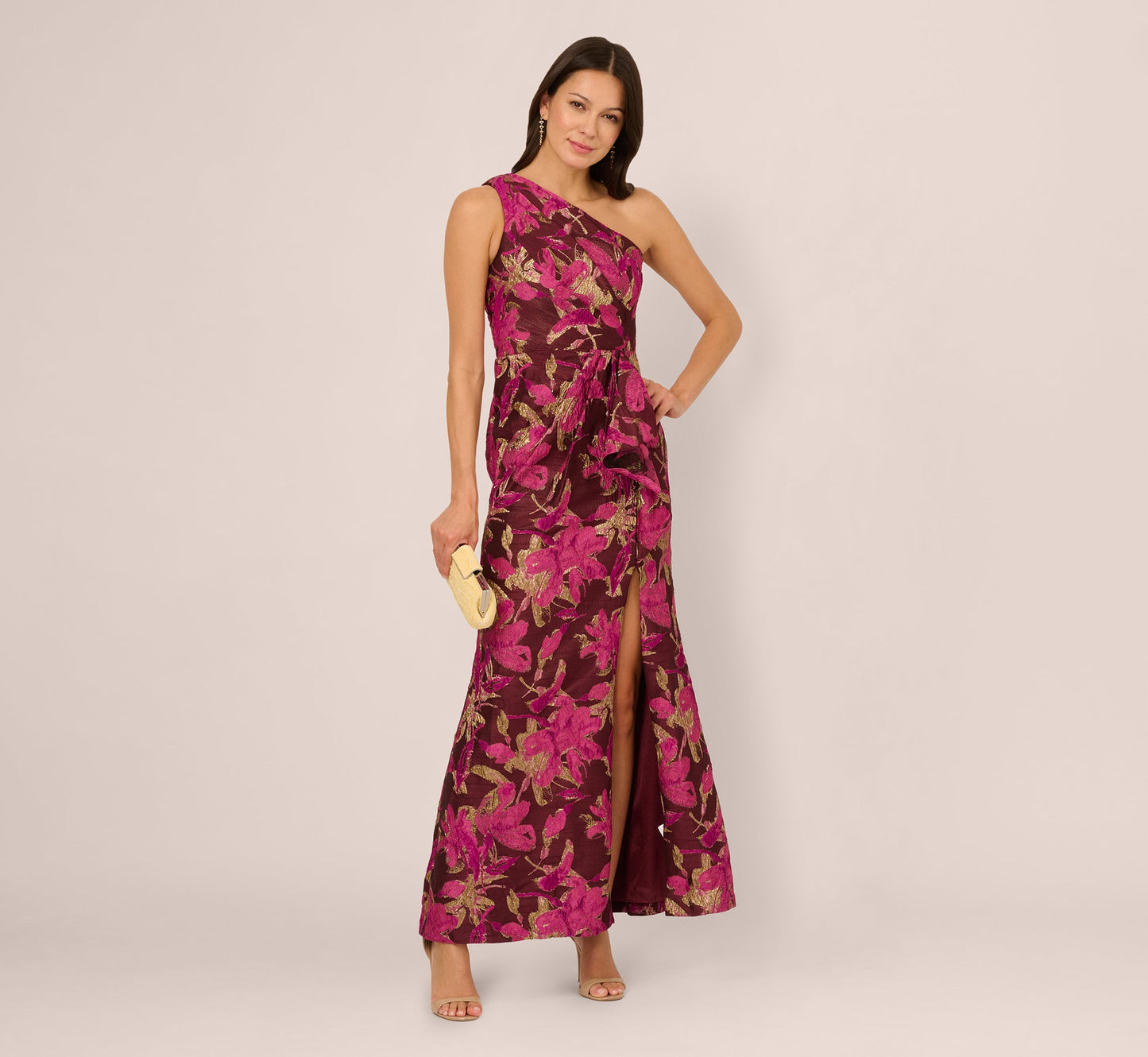 One Shoulder Jacquard Dress Adrianna Papell AP1E211592