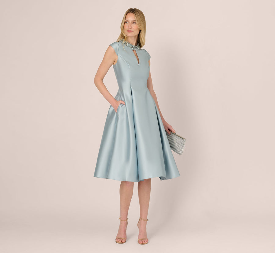 Key Hole Mikado Cap Sleeve Midi Dress Adrianna Papell AP1E211711