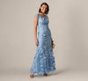 Wholesale Cap Sleeve Floral Embroidered Illusion Godet Gown Adrianna Papell AP1E211758