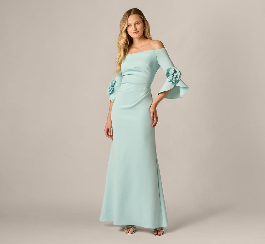 Wholesale Adrianna Papell AP1E211975 Long Off Shoulder Rosette Dress