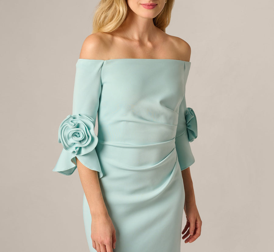 Wholesale Adrianna Papell AP1E211975 Long Off Shoulder Rosette Dress
