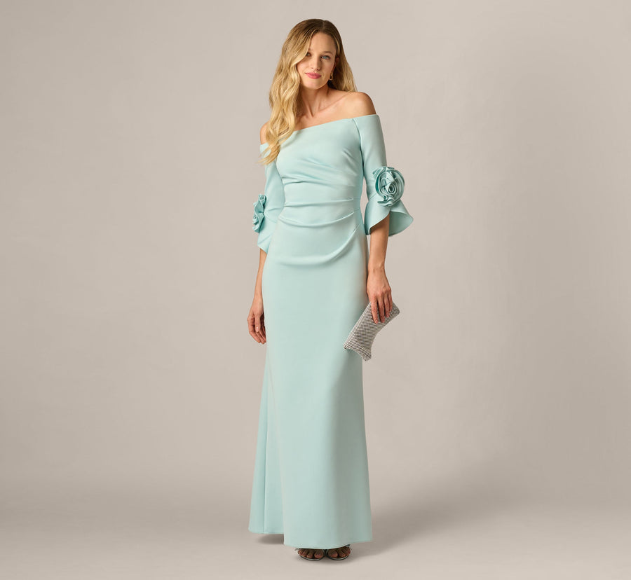 Wholesale Adrianna Papell AP1E211975 Long Off Shoulder Rosette Dress