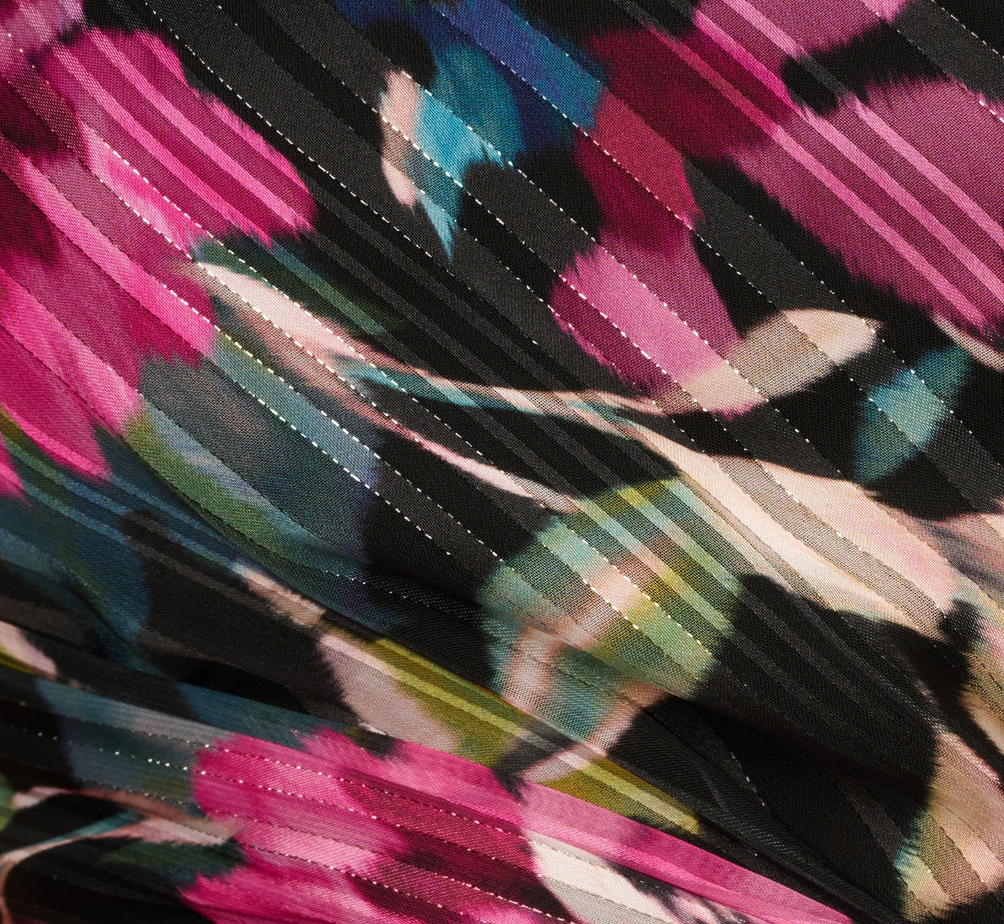 Adrianna Papell One-Shoulder Metallic Floral Stripe Gown with Zipper Back