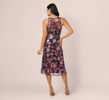 Halter Midi Mesh Formal A-Line Dress by Adrianna Papell AP1E212382