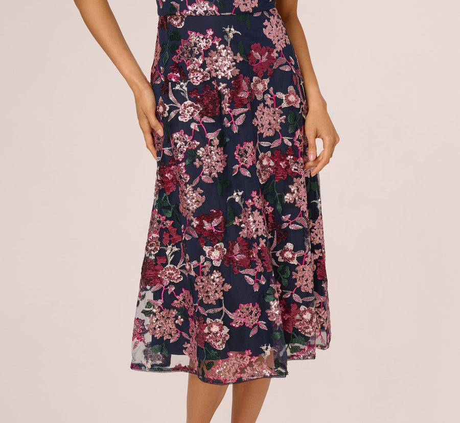Halter Midi Mesh Formal A-Line Dress by Adrianna Papell AP1E212382