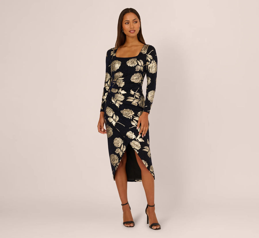 Floral Metallic Knit Gown Adrianna Papell AP1E212486