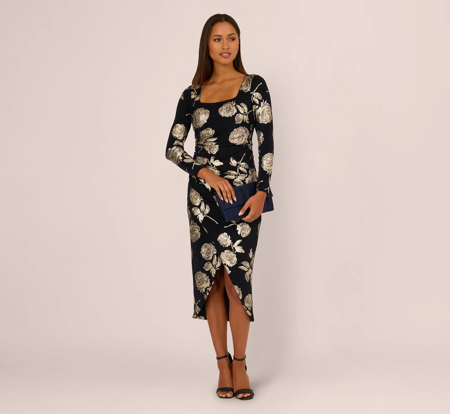 Floral Metallic Knit Gown Adrianna Papell AP1E212486