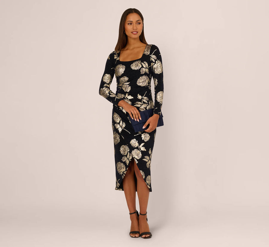 Floral Metallic Knit Gown Adrianna Papell AP1E212486