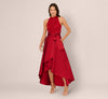 Sleeveless Asymmetrical Draped Taffeta Combo Gown