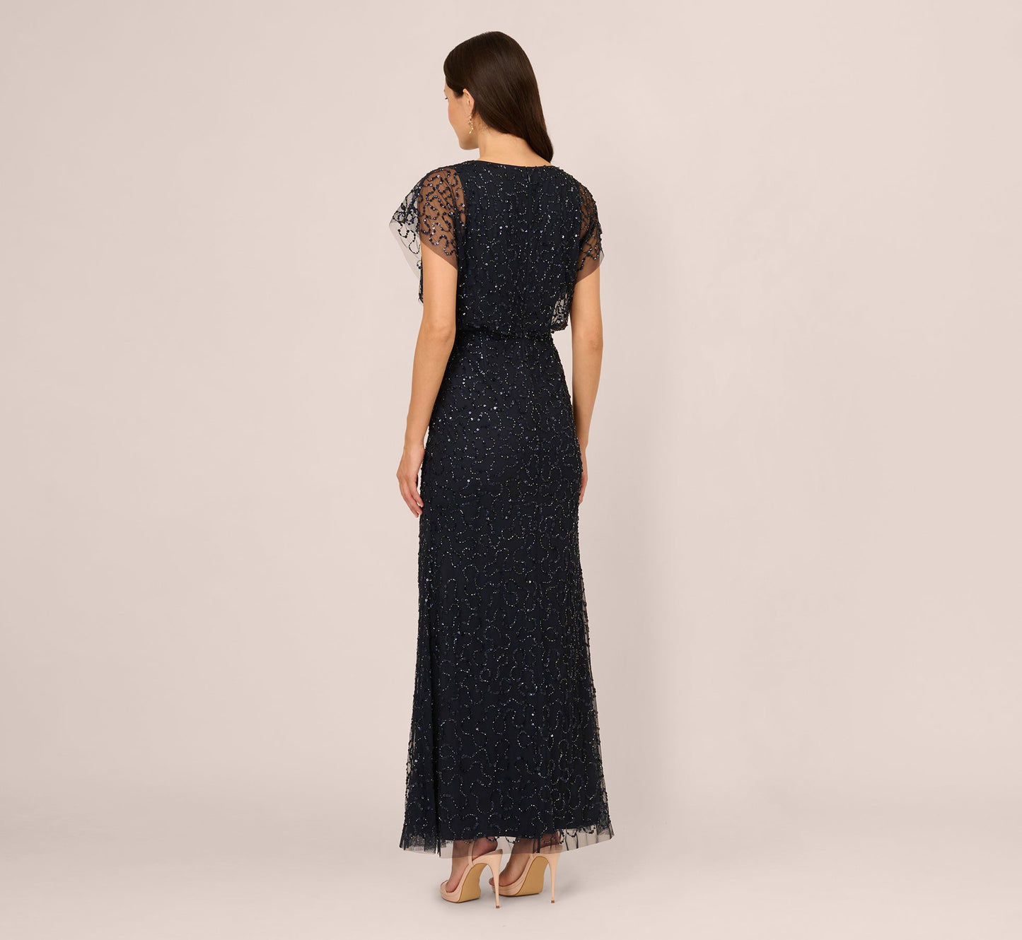 Illusion Floor-Length Mesh Formal Sheath Gown Adrianna Papell AP1E212565
