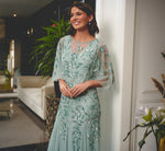 Wholesale Floral Beaded Godet Cape Gown Adrianna Papell AP1E212745