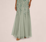 Wholesale Floral Beaded Godet Cape Gown Adrianna Papell AP1E212745