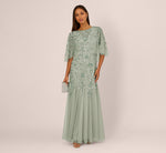 Wholesale Floral Beaded Godet Cape Gown Adrianna Papell AP1E212745