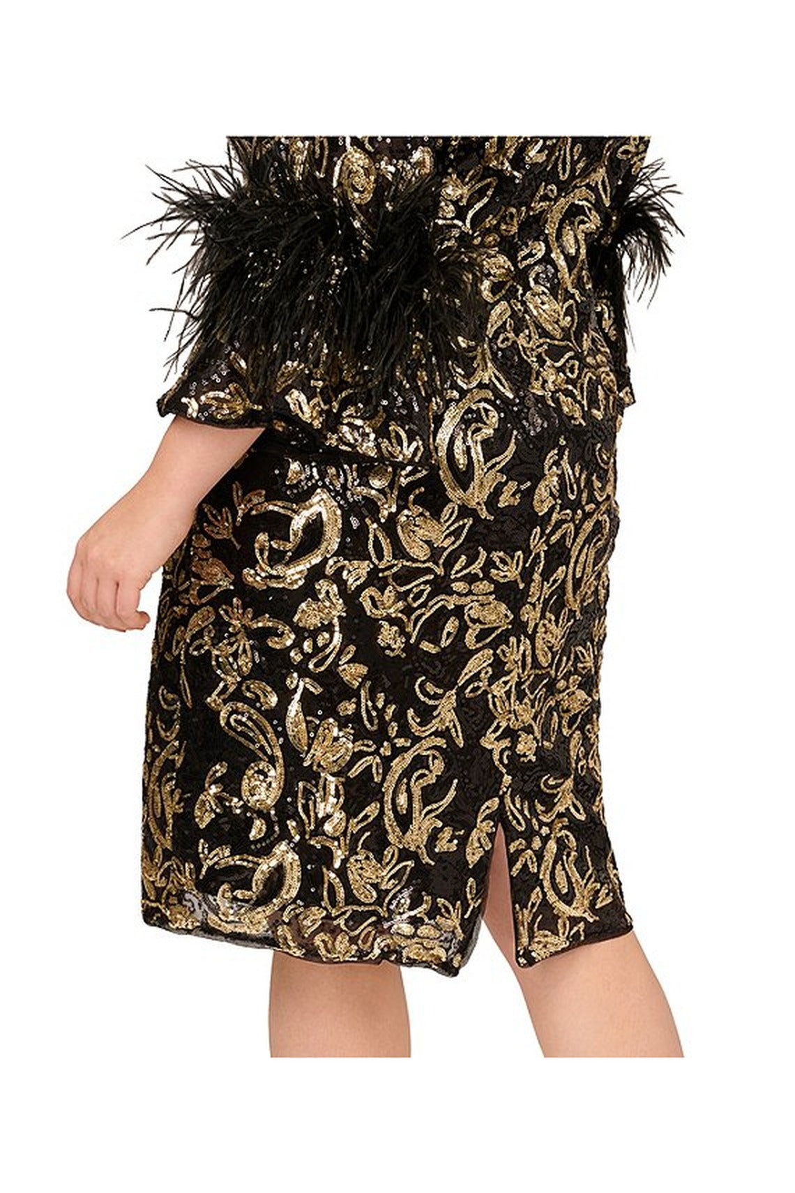 Adrianna Papell Plus Size Sequin Embroidered Feather Bell Sleeve Midi Dress AP1E212767 Wholesale