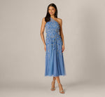 Wholesale One Shoulder 3D Floral Beaded Ankle Dress Adrianna Papell AP1E212791