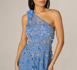 Wholesale One Shoulder 3D Floral Beaded Ankle Dress Adrianna Papell AP1E212791