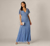 Flutter Sleeve Surplice Beaded Gown Adrianna Papell AP1E212793