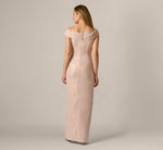 Wholesale Off Shoulder Draped Stretch Jacquard Gown Adrianna Papell AP1E212804