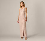 Wholesale Off Shoulder Draped Stretch Jacquard Gown Adrianna Papell AP1E212804