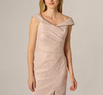 Wholesale Off Shoulder Draped Stretch Jacquard Gown Adrianna Papell AP1E212804
