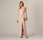 Wholesale Off Shoulder Draped Stretch Jacquard Gown Adrianna Papell AP1E212804