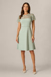 Adrianna Papell AP1E212920 Icy Sage flutter sleeve beaded illusion short dress front