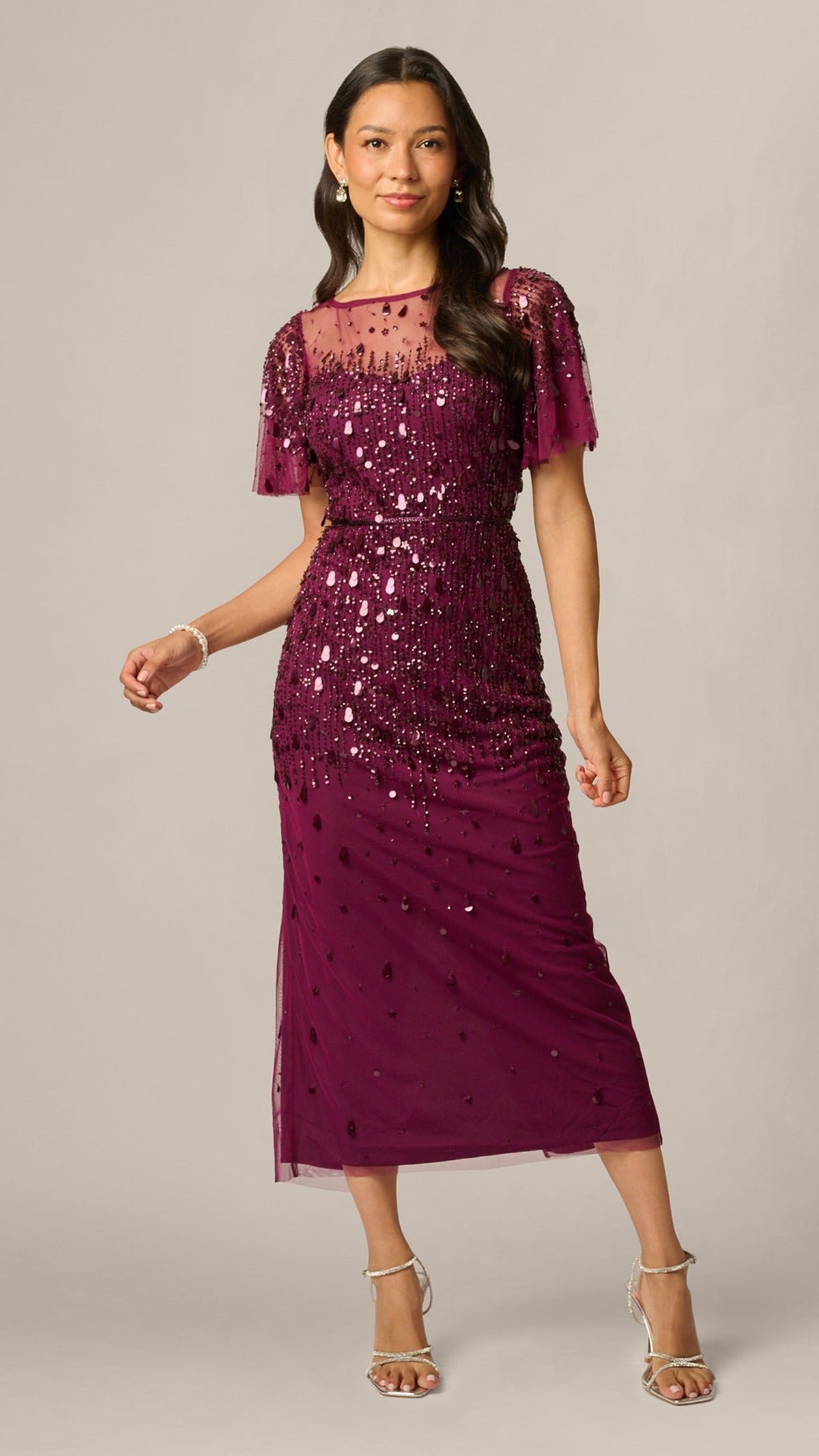 Adrianna Papell AP1E213241 Bordeaux, Full-length side view