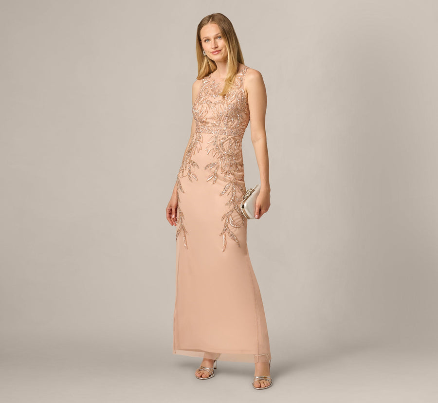 Wholesale Hand-Beaded Sleeveless Slim Column Gown Adrianna Papell AP2E208131