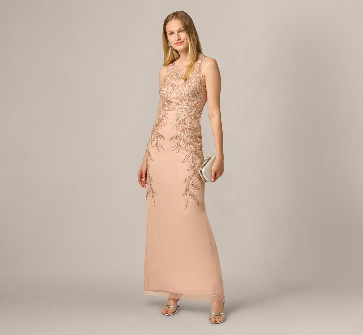 Wholesale Hand-Beaded Sleeveless Slim Column Gown Adrianna Papell AP2E208131