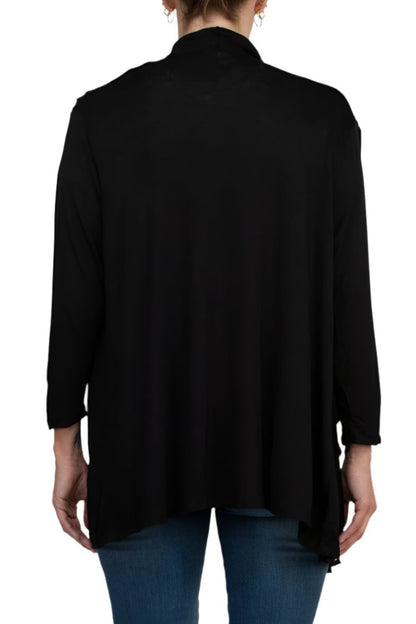 Anna Rose Sequined Long Sleeves Cardigan - BLACK - Back