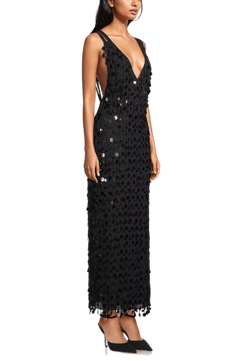 One 33 Social Sequin Paillette Midi Dress - Wholesale_BLACK