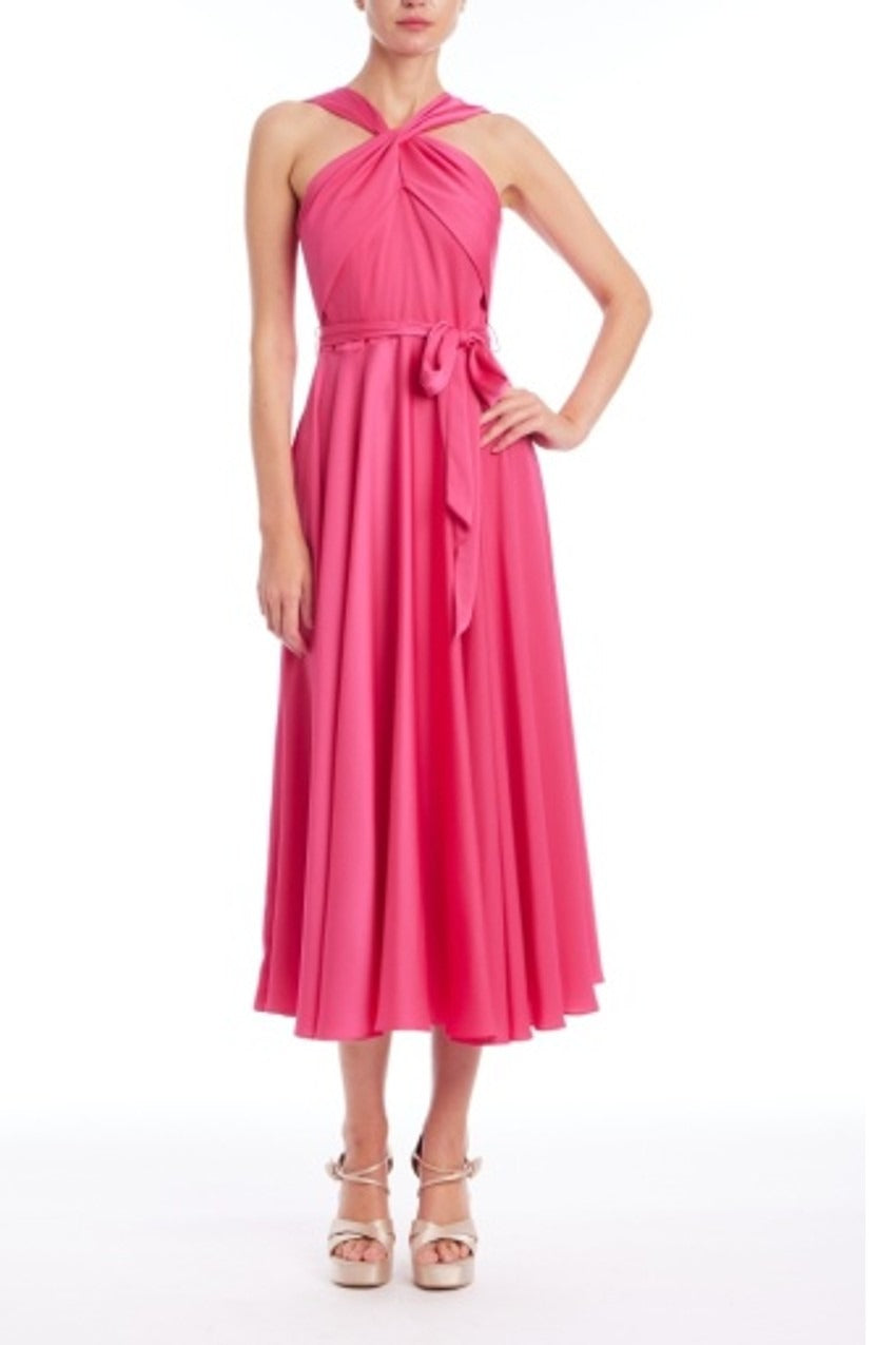 Badgley Mischka Twisted Satin Halter Midi Dress BSD9082 Wholesale