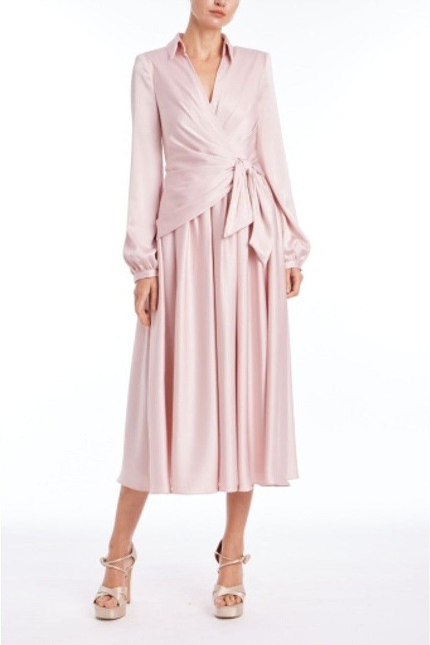 Badgley Mischka Long Sleeve Wrap Full Skirt Midi Dress BSD9086