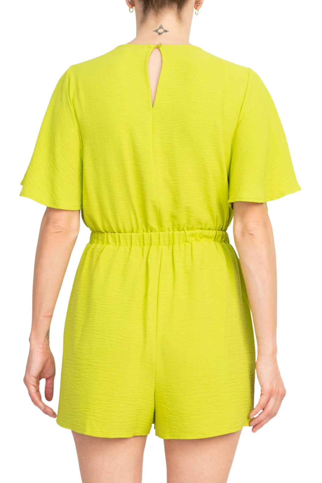 Emma & Michele V-Neck Romper - JUICY APPLE - Back 