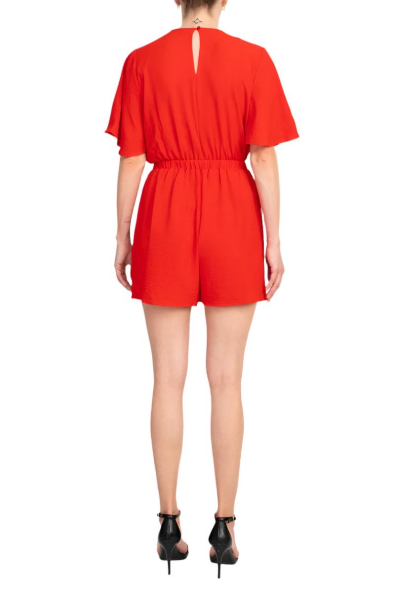 Emma & Michele V-Neck Romper - TOMATO - Back