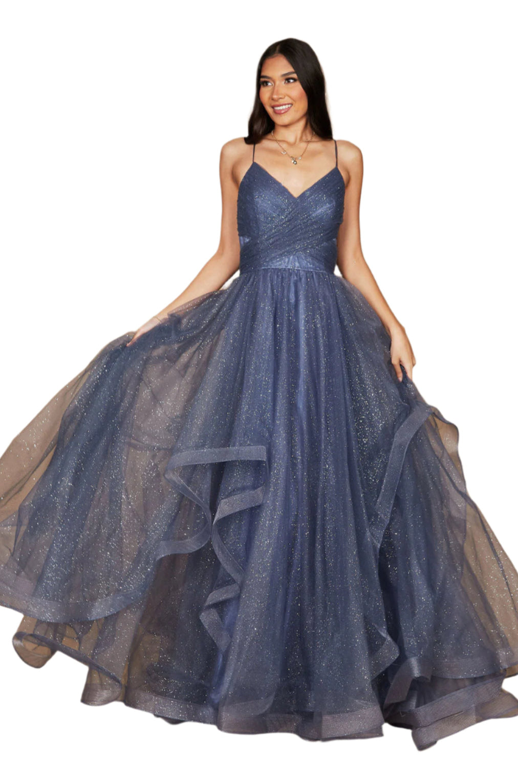 Dylan and Davids Sparkling Full-Length Formal Gown Ball Gown - PERIWINKLE - Front 