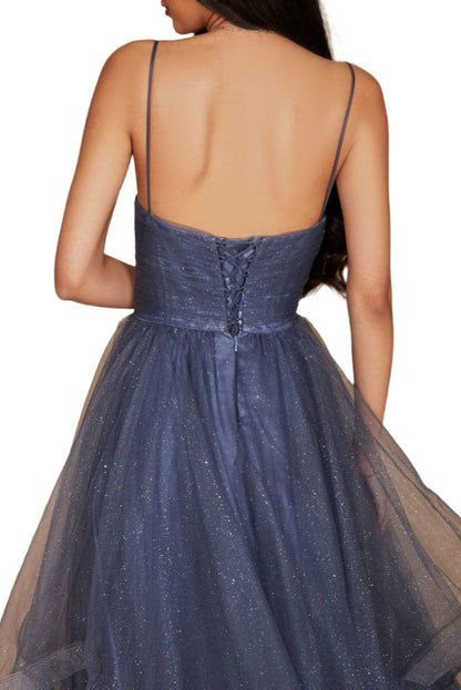 Dylan and Davids Sparkling Full-Length Formal Gown Ball Gown - PERIWINKLE - Back 