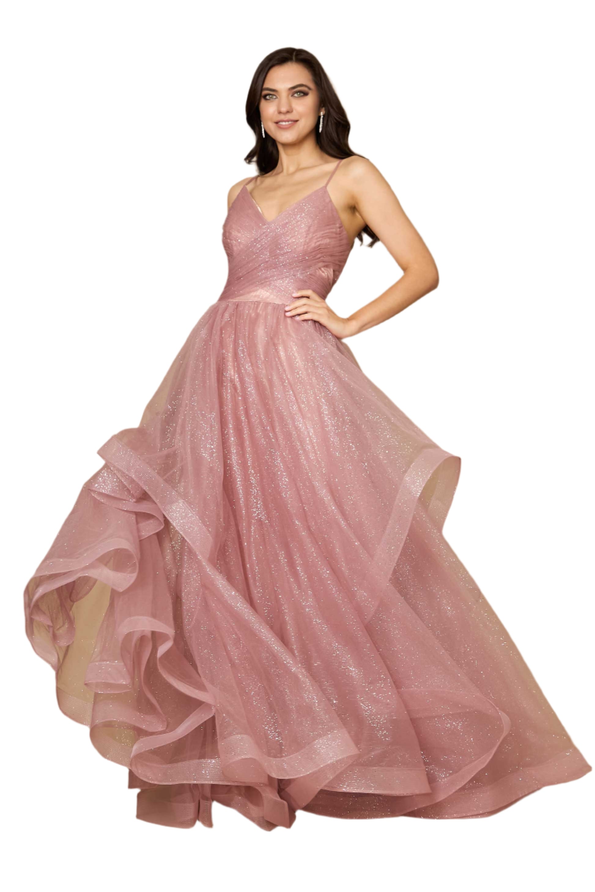 Dylan and Davids Sparkling Full-Length Formal Gown Ball Gown - MAUVE - Front 