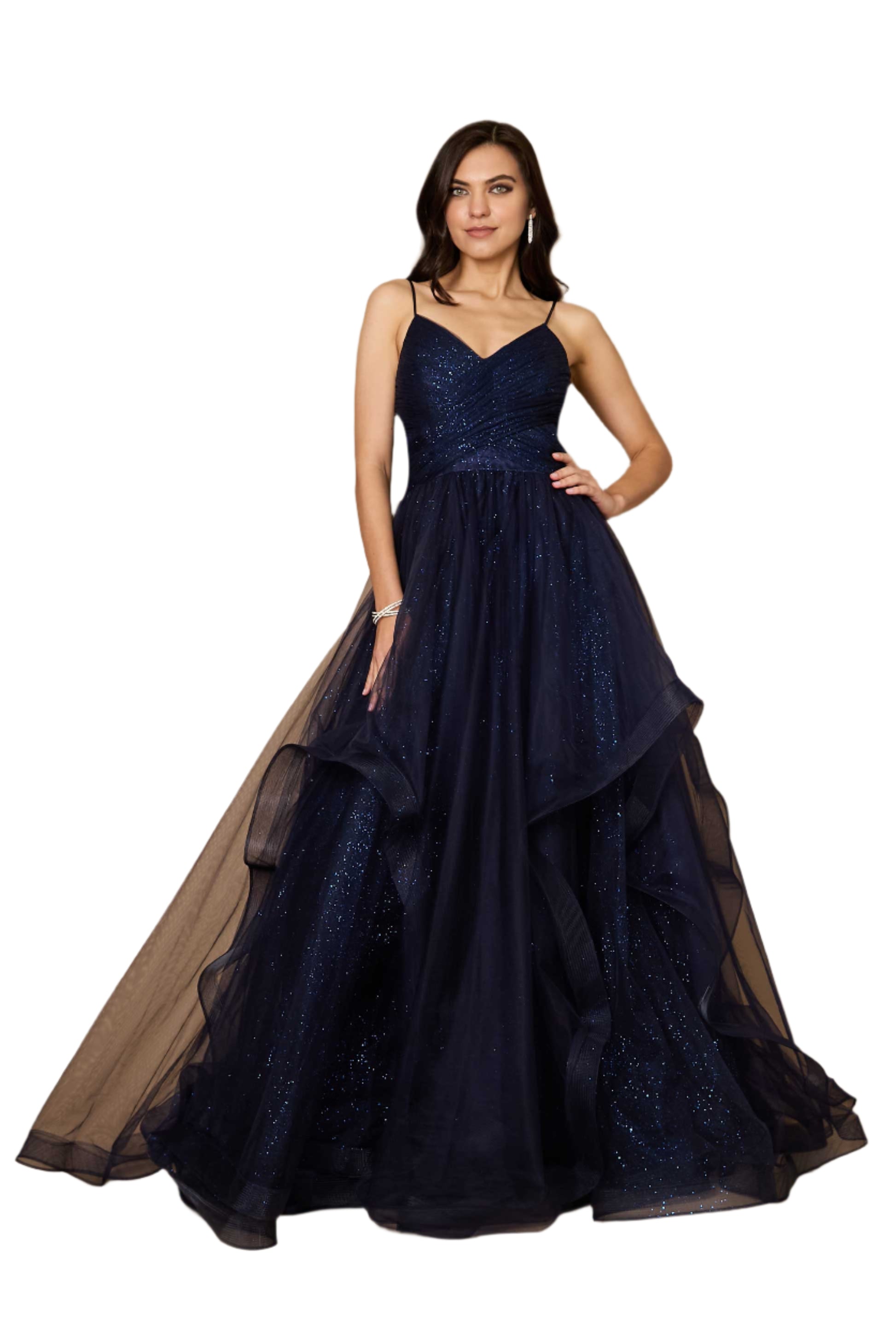 Dylan and Davids Sparkling Full-Length Formal Gown Ball Gown - NAVY - Front 