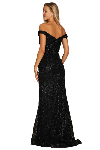 Dylan and Davids Formal Mermaid Gown Fitted Evening Dress - BLACK - Back
