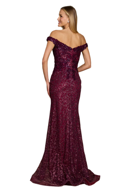 Dylan and Davids Formal Mermaid Gown Fitted Evening Dress - EGGPLANT - Back