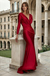 Floor Length Sleeve Formal Fitted Evening Dress