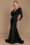 Floor Length Sleeve Formal Fitted Evening Dress