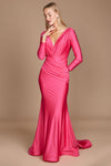 Floor Length Sleeve Formal Fitted Evening Dress