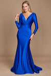 Floor Length Sleeve Formal Fitted Evening Dress